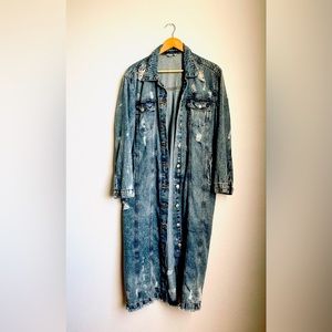 Denim long overcoat